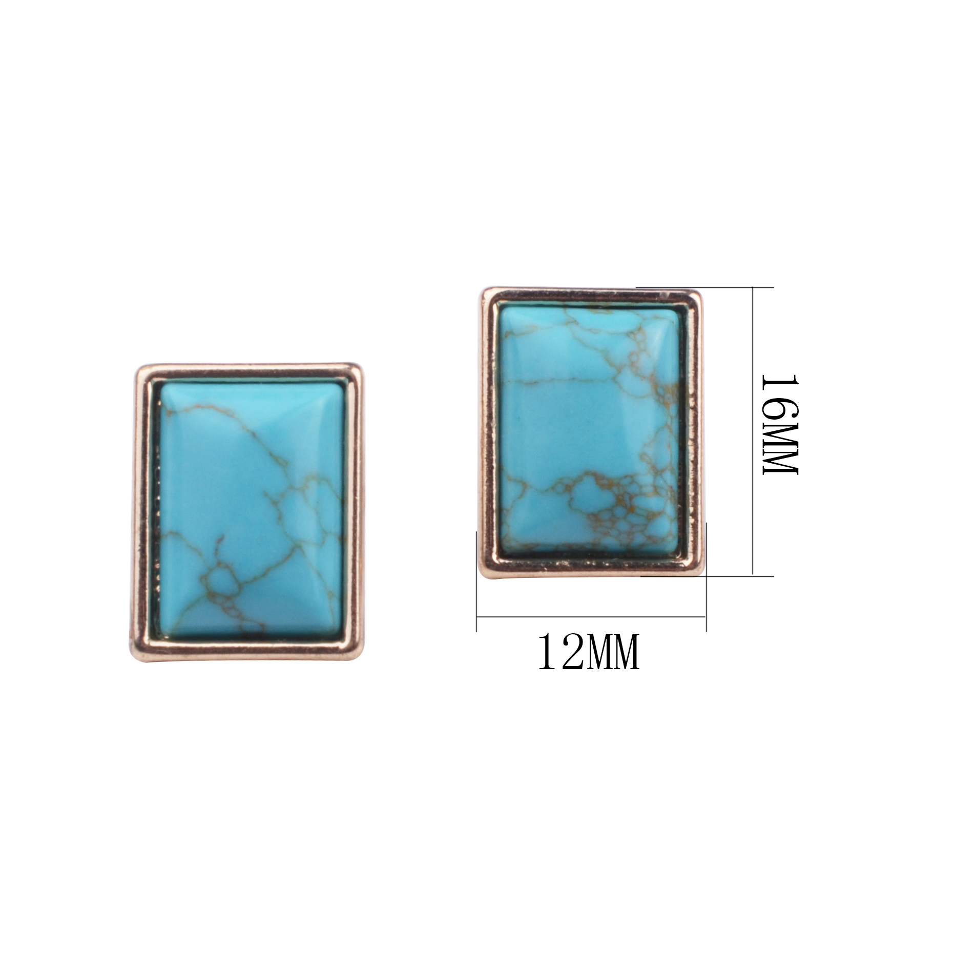 Geometric Square Green Pine Stud Earrings Men and Women Gold Inlay Temperament Personality Wild Easter Gift Earrings