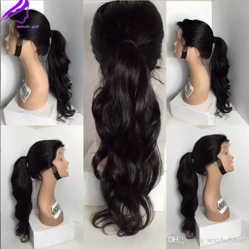 High quality long body wave synthetic wigs for black woman black synthetic lace front wig heat resistant natural hairline