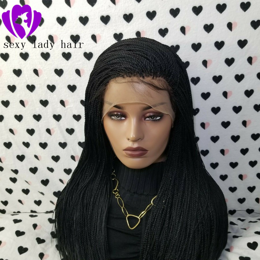 Designer Glueless Wig Braided Lace Front - Blonde/Brown/Black Twist Braids Synthetic Wig With woman Baby Hair Curly