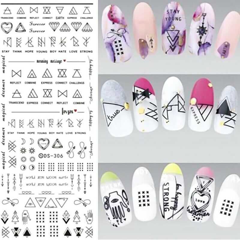 Manicure Water Applique Transfer Sticker Letter Theme Nail Decorating Technique DIY Beaut.A874