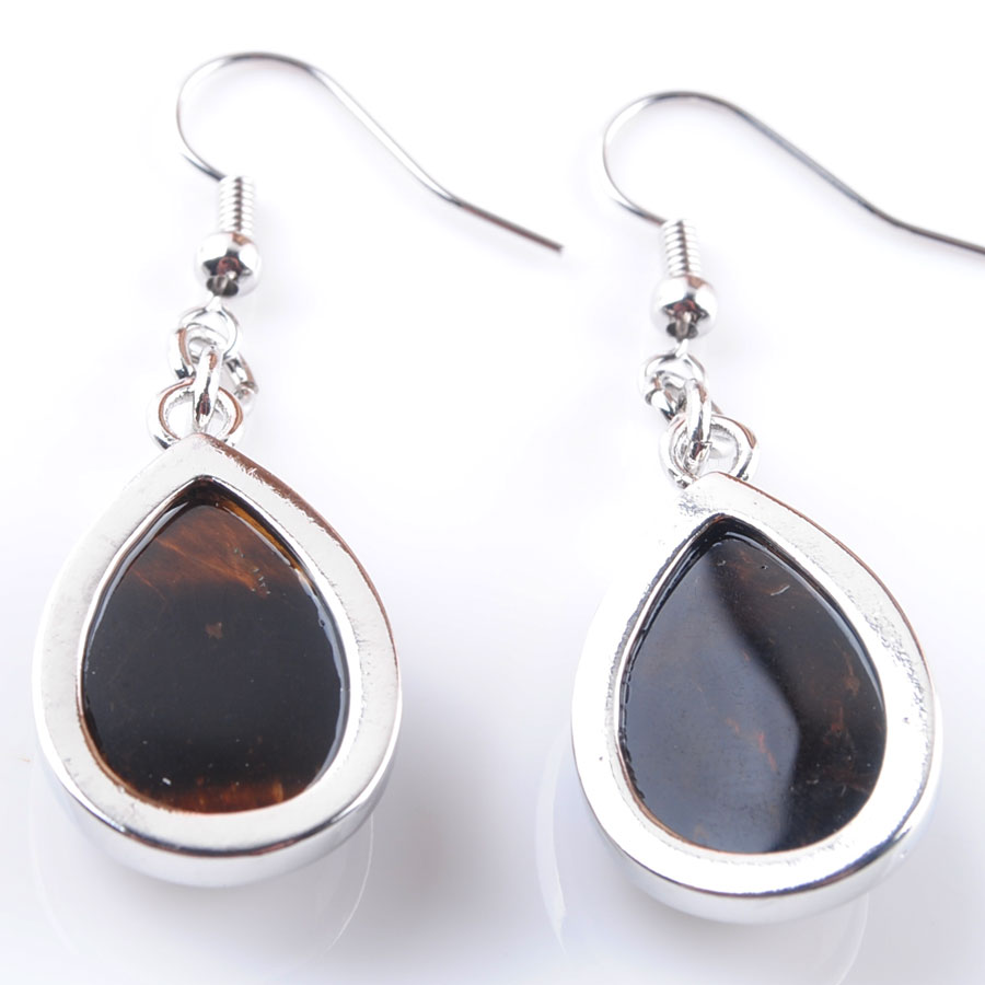 WOJIAER Trend Jewelry Earrings Water Drop Dangle Natural Stone Blue Sand Amethyst Hook Eardrop for Women Gift BR322