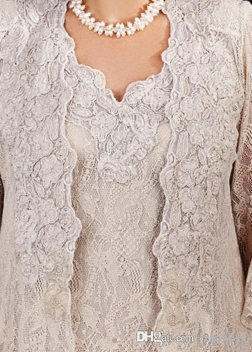 2019 Elegant Mother Of The Bride Dresses Three Pieces Full Lace Mother's Wedding Gowns Ankle Length Plus Size Cheap Mothers Groom Dress