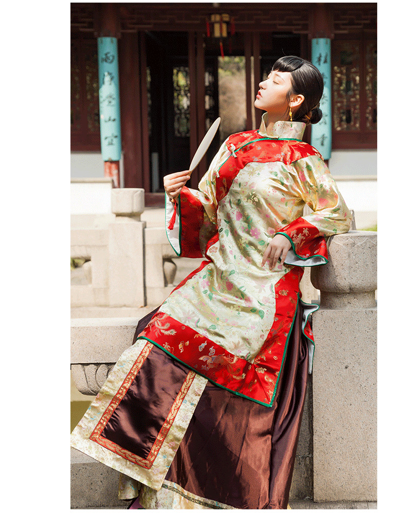 China Qing Dynasty Women's Clothes Traditional Chinese Old-fashioned Dress Miss Lady Performing Dresses High End Hanfu Apparel