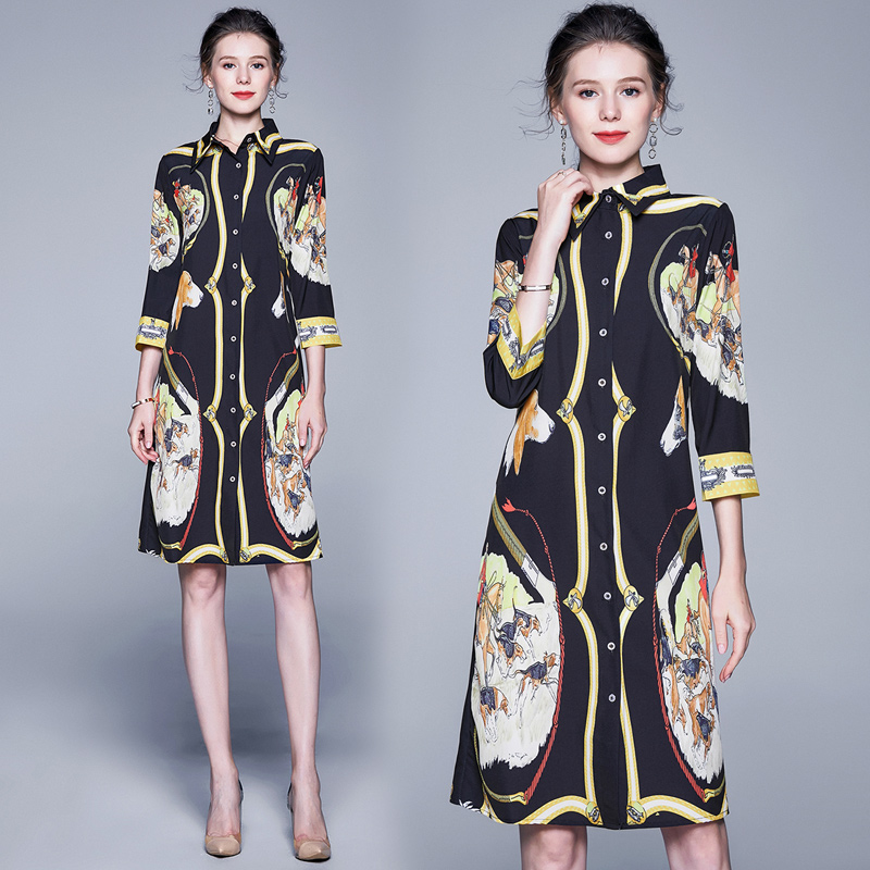 Luxury Runway Designer Print Black Dress Plus Size Women Spring Autumn Winter Elegant Party Prom Ladies Long Sleeve Classic Shirt Dresses, Customize
Luxury Runway Designer Print Black Dress Plus Size Women Spring Autumn Winter Elegant Party Prom Ladies Long Sleeve Classic Shirt Dresses, Customize