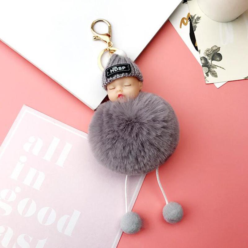 10pcs/Lot Party Favors Dream Doll Sleep Cuteness Baby Hair Ball Key Chain For Diy Bag Charm And Car Keyring Accessory Small Gift
