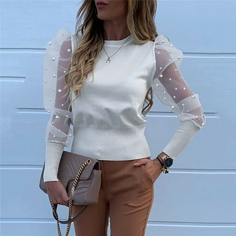 Fashion 2020 Women O Neck Blouses Mesh Tulle Ruffle Shirts Long Puff Sleeve Shirt Solid Color Lady Shirts Autumn Women Tops, As photo shows
Fashion 2020 Women O Neck Blouses Mesh Tulle Ruffle Shirts Long Puff Sleeve Shirt Solid Color Lady Shirts Autumn Women Tops, As photo shows