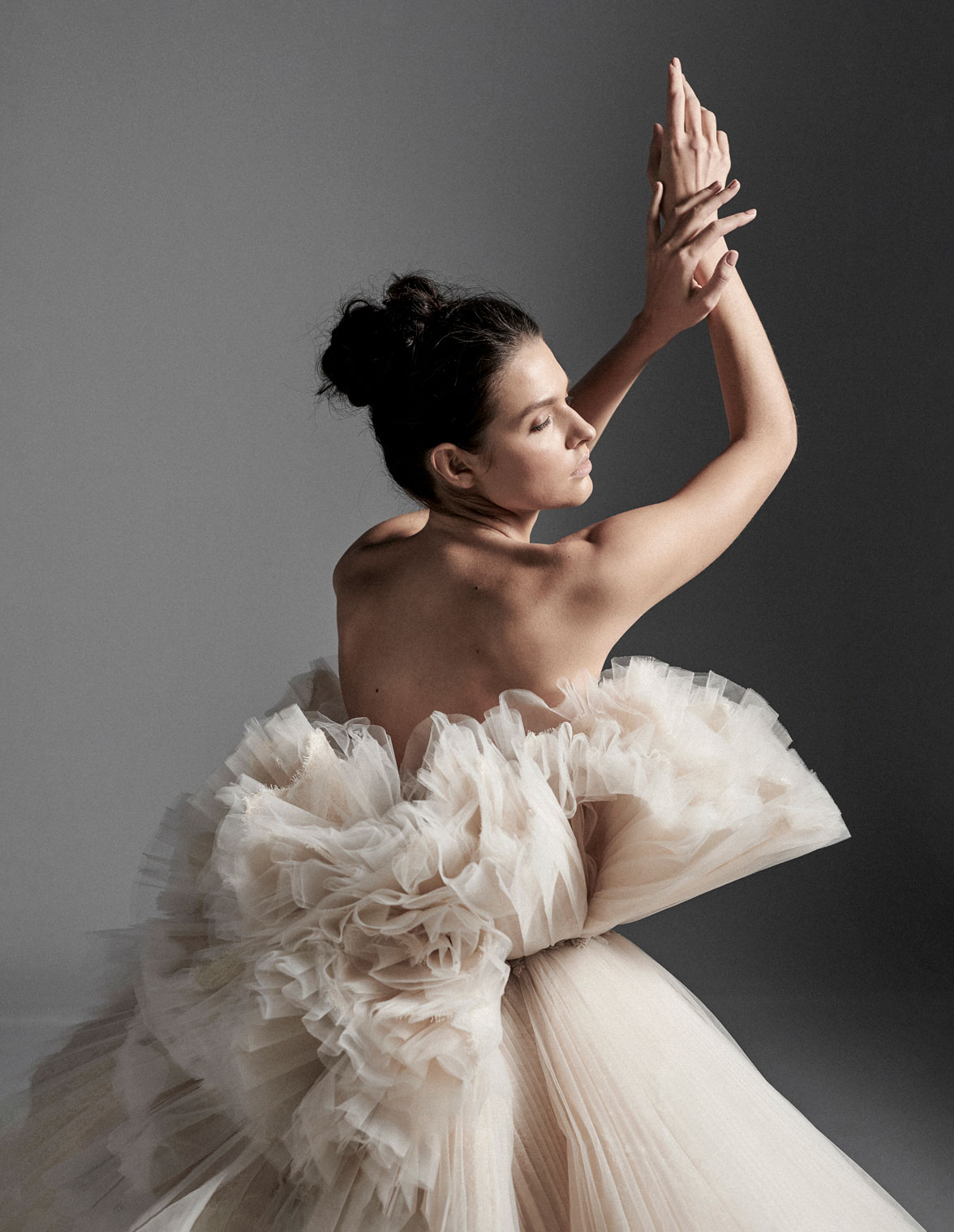 2020 Krikor Jabotian Wedding Dresses Strapless Tulle Ruffles Tiered Skirts Embroidery Wedding Dress Luxury Custom Made Abiti Da Sposa