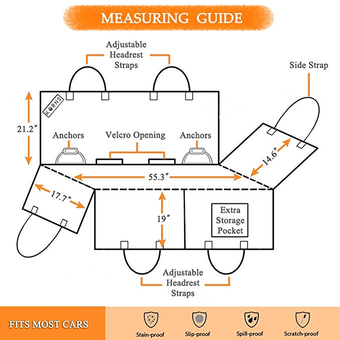 Dog Seat Cover Car for Pets Pet Seat Cover Dog Hammock for Back Seat Scratch Proof Nonslip Durable Heavy Duty7749993