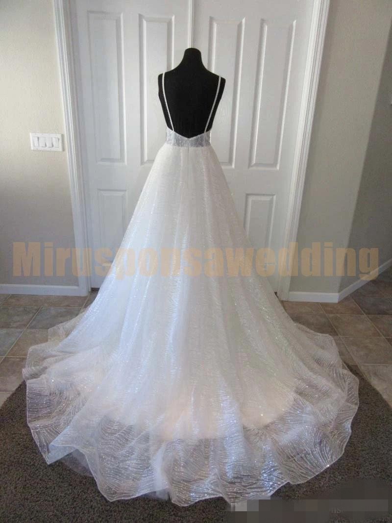 Dresses Line Designer A Spaghetti Straps Beaded Sequins Backless Wedding Gown Newest Custom Made Vestido De Novia