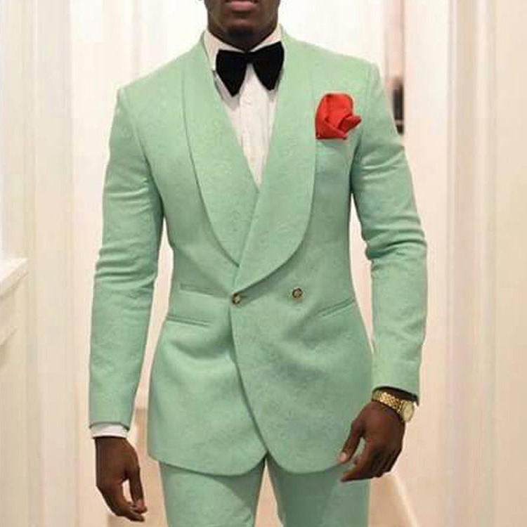 Mint Green Groom Wedding Tuxedos Suits 2019 Shawl Lapel Two Piece Formal Best Men Latest Style