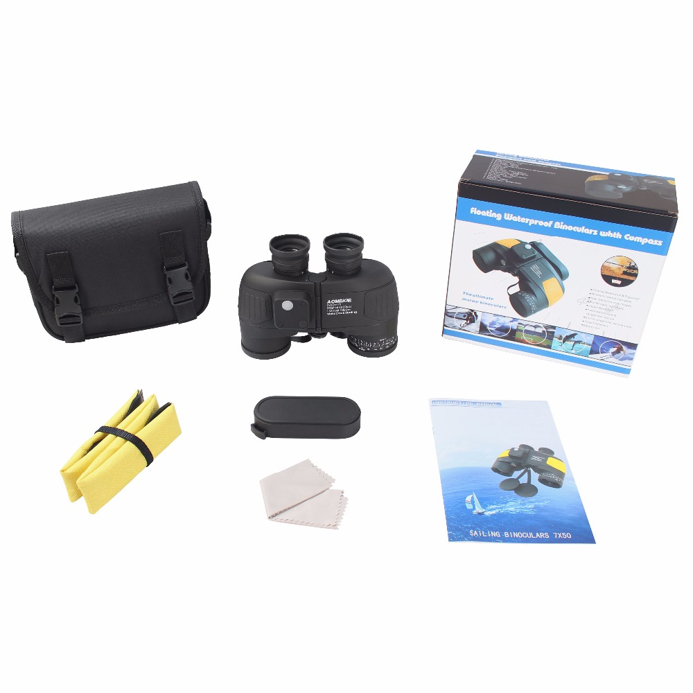 AOMEKIE 7X50 Binoculars Rangefinder Compass Hunting Boating Marine Telescope HD BAK4 Prism Folating Nitrogen Waterproof