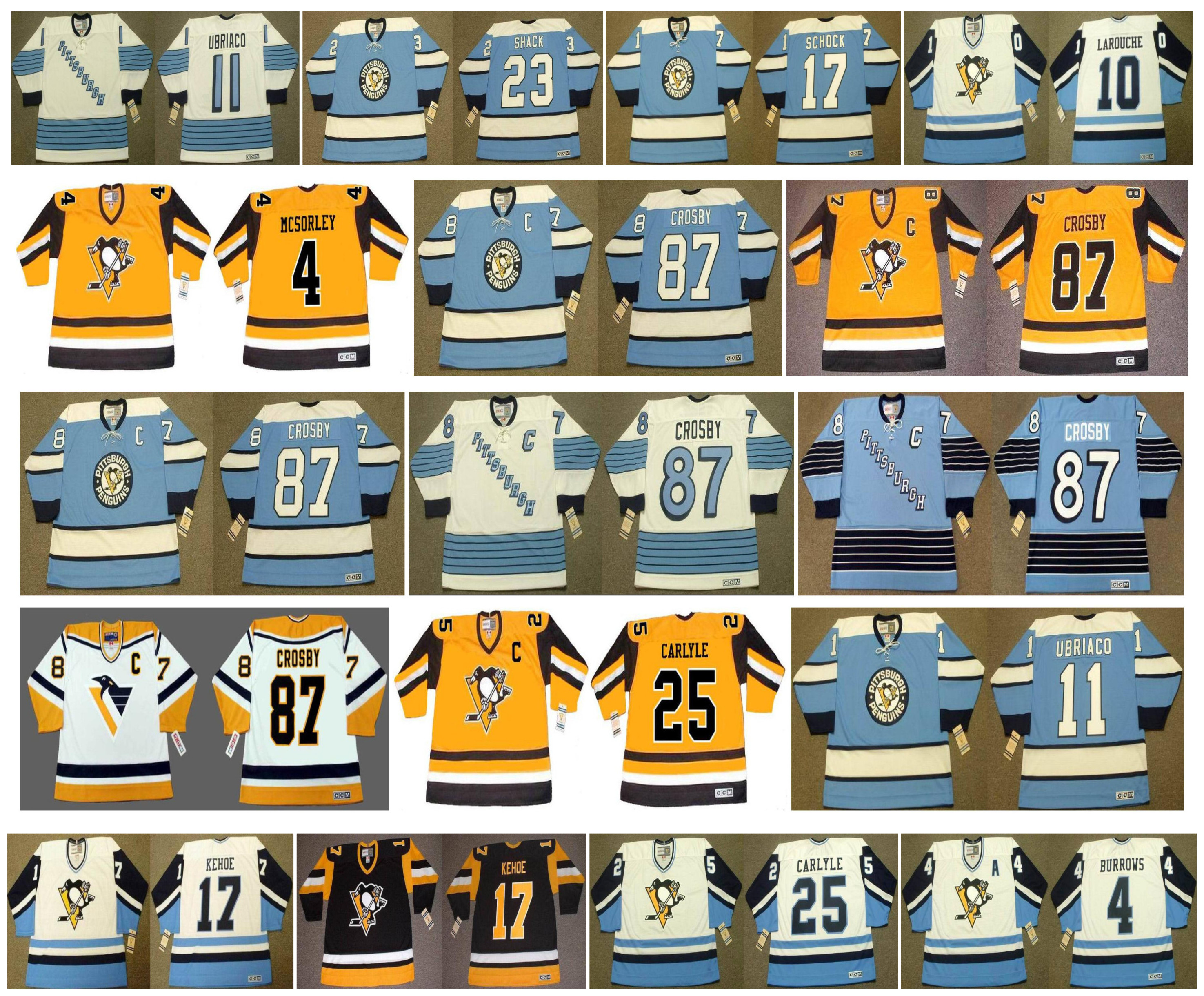 Vintage Pittsburgh Penguins Jerseys 4 Marty McSorley 87 Sidney Crosby 5 Bryan Watson 11 Gene Ubriaco 23 EDDIE SHACK 17 Schock Custom Hockey, As pic
Vintage Pittsburgh Penguins Jerseys 4 Marty McSorley 87 Sidney Crosby 5 Bryan Watson 11 Gene Ubriaco 23 EDDIE SHACK 17 Schock Custom Hockey, As pic