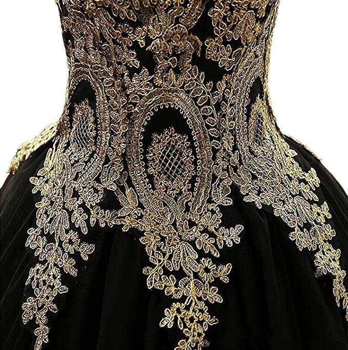 2020 Real Image Gold Lace Applique Ball Gown Quinceanera Dresses Prom Party Crystals Beaded Girl Pageant Sweet 16 Gowns QC1497