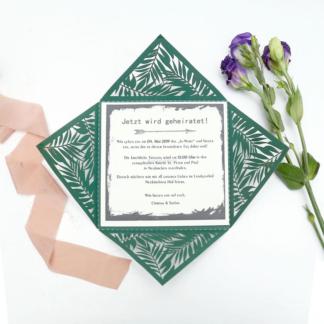 Customized Tropical Leaves Invitations,Laser Cut Wedding Invitation, personalized printed folded cards
Customized Tropical Leaves Invitations,Laser Cut Wedding Invitation, personalized printed folded cards