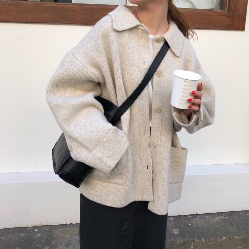 Women Autumn Winter Tops Vintage Shirt Sweater Female Vintage Shcool Plus Size Pocket Knitting Cardigan Coat Sueter Mujer V191130