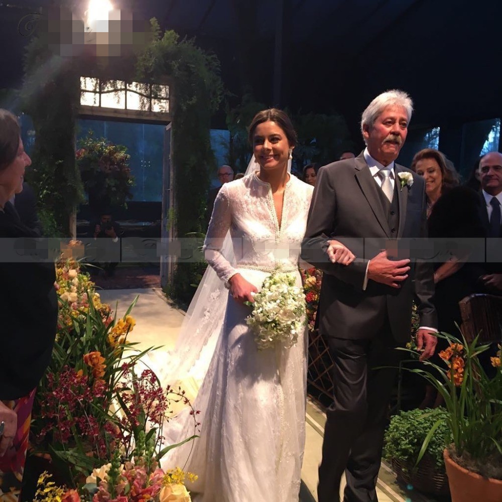 Vintage Lace Long Sleeves Mermaid Two Pieces Wedding Dresses with Detachable Skirt Coat Beaded lace Boho Arabic Wedding Dresses 2019