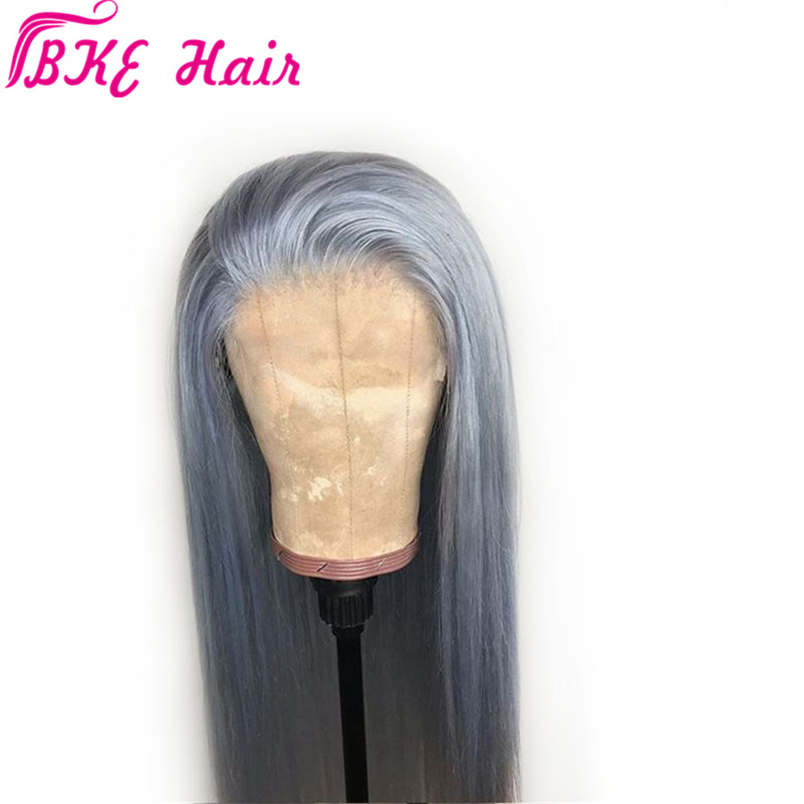 High quality simulation Human Hair soft silky dark grey color lace front Wigs With Baby Hair Pre plucked synthetic Lace Wig for black women