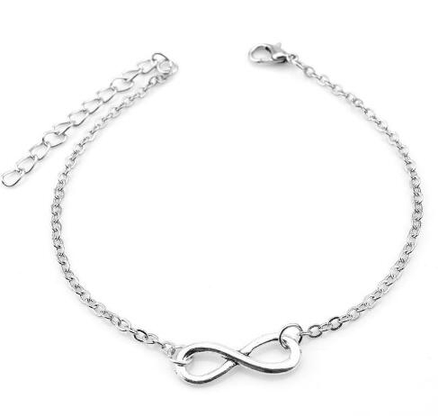 Gold Infinity Charm Anklets Bracelets With Classic 8 Foot Chain Barefoot Sandals Jewelry For Women Beach Pool Party Ankle Bracelet GB1692