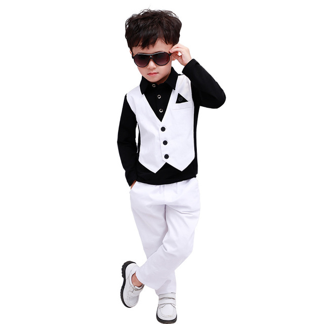 Flower Boys Summer Formal Suit School Children Fake Vest Shirt +Pnats 2pcs Gentleman Kids Birthday Party Wedding Costume, Dark blue 2pcs
Flower Boys Summer Formal Suit School Children Fake Vest Shirt +Pnats 2pcs Gentleman Kids Birthday Party Wedding Costume, Dark blue 2pcs