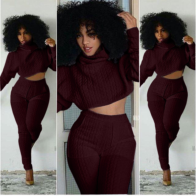 2020 Winter Sexy Fashion Design Casual Long Pants Two Pieces Rompers Women Jumpsuit Solid Thick Bodysuit Woman Clothing