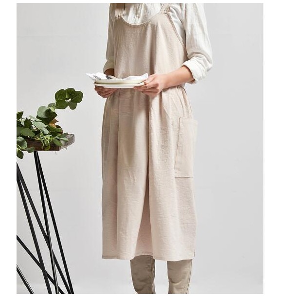 Newest Vintage Women Lady Linen Cross Back Apron Housework Baking Wrap Florist Dress Cafe Kitchen Cooking Casual Apron Dropship1