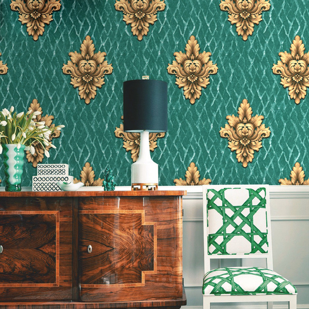 3D stereo European wallpaper high grade elegant classical Damascus pattern wall hallway bedroom hotel wall pvc behang, White
3D stereo European wallpaper high grade elegant classical Damascus pattern wall hallway bedroom hotel wall pvc behang, White