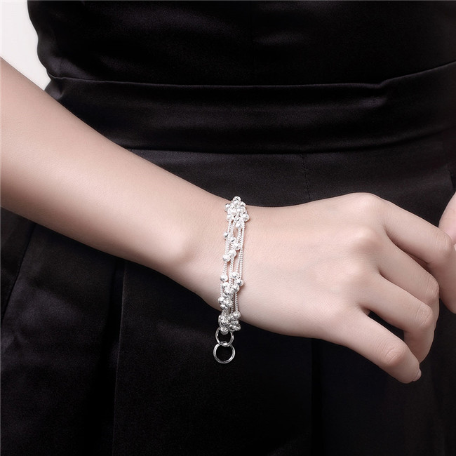 High grade 925 sterling silver Six-lane Sand Pearl Bracelet Necklace jewelry set DFMSS142 brand new Factory direct 925 silver