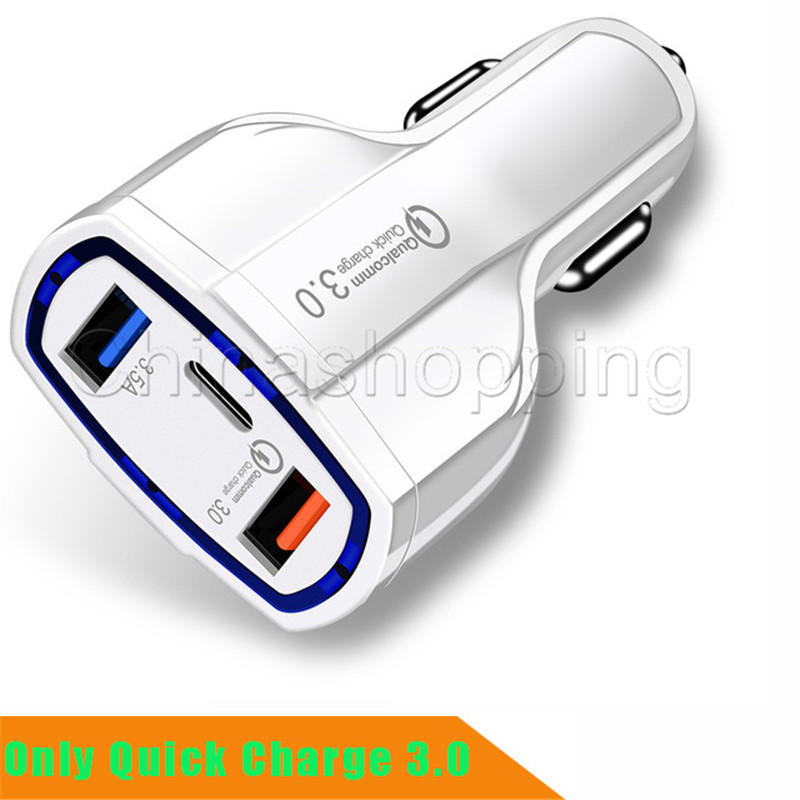 35W 7A 3 Ports Car Chargers QC 3.0 Type C And USB Quick Charger With Qualcomm 3.0 Technology For Mobile Phone GPS Power Bank Tablet Pad