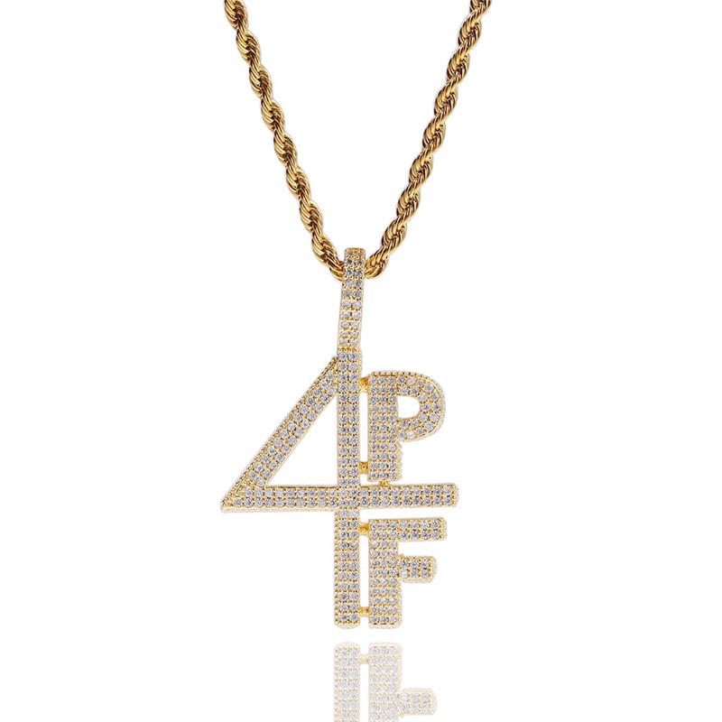 Gold Silver Plated 4PF Pendant Necklace Iced Out Chains Lab Diamond Le228R