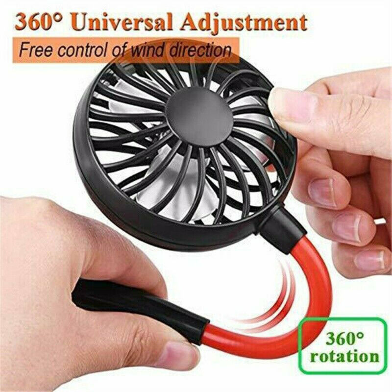 Fans Portable USB Rechargeable Sport Personal Hand-Free Mini Wearable Neck Band Dual Cooling 360 Degree Adjustment Head Lazy Hanging