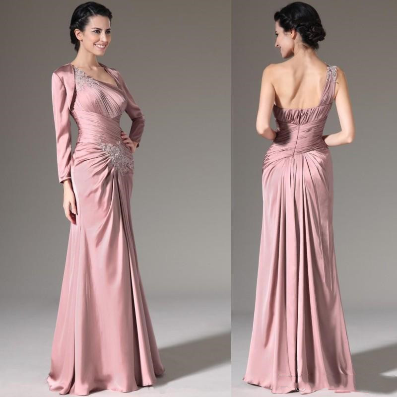 Elegant Mother of the Bride Dresses One Shoulder Evening Dress with Jacket Appliques Long Mothers Dress