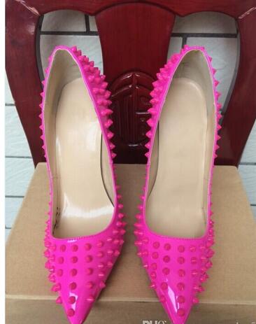 Hot Sale-e Patent Leather Rivet Spikes Poined Toes High Heels Shoes Women Lady Genuine Leather Wedding Shoes Pumps Stiletto Heels
Hot Sale-e Patent Leather Rivet Spikes Poined Toes High Heels Shoes Women Lady Genuine Leather Wedding Shoes Pumps Stiletto Heels