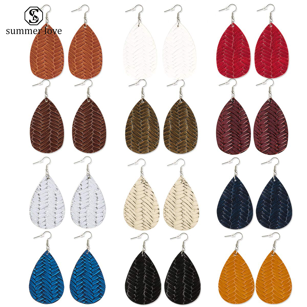 Unique Design Print Weave PU Leather Teardrop Earrings for Women Colorful Double-sided Oval Leather Hook Drop Earring Trendy Jewelry Gift
Unique Design Print Weave PU Leather Teardrop Earrings for Women Colorful Double-sided Oval Leather Hook Drop Earring Trendy Jewelry Gift