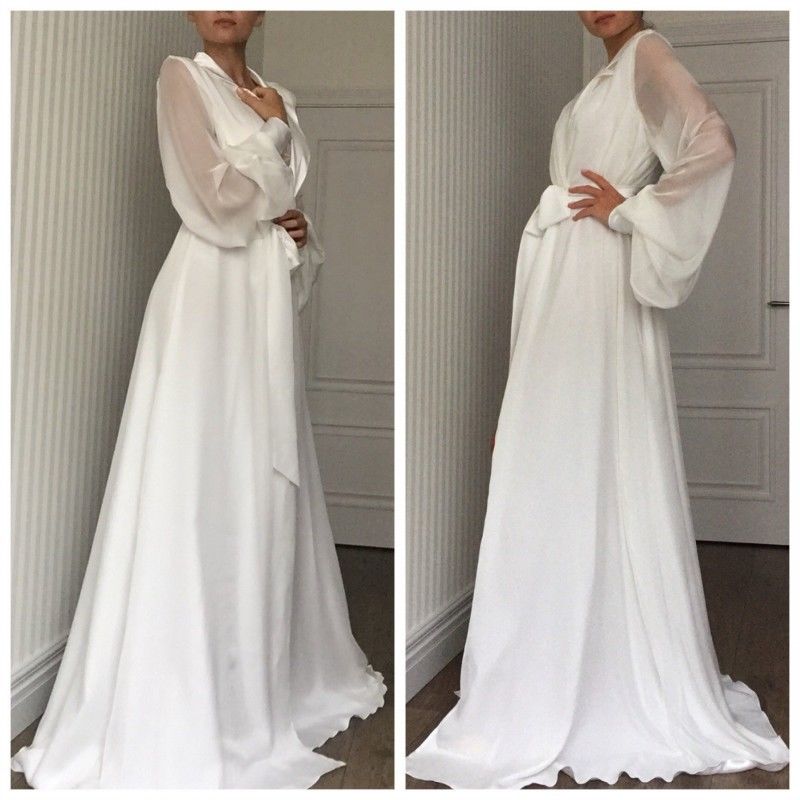 Women Winter Robe Sexy Nightgown Long Sleeve Bathrobe Bridal Sleepwear Pajamas For Wedding Spa Prom Bridesmaid Shawel