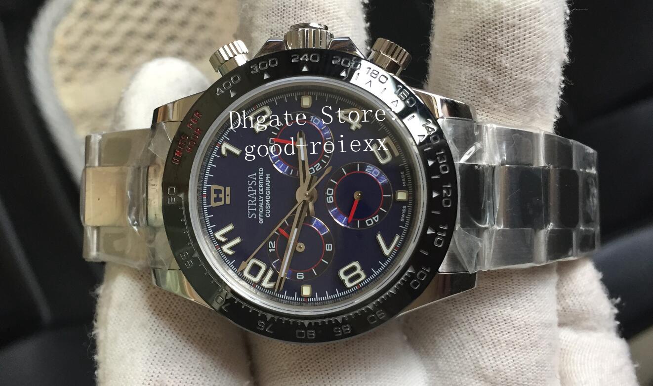 2 Style Watches Gray Blue Dial Mens Chronograph Automatic Cal.4130 Watch Ceramic Bezel Men Steel Solid Band Sport Men's ETA Wristwatches
2 Style Watches Gray Blue Dial Mens Chronograph Automatic Cal.4130 Watch Ceramic Bezel Men Steel Solid Band Sport Men's ETA Wristwatches