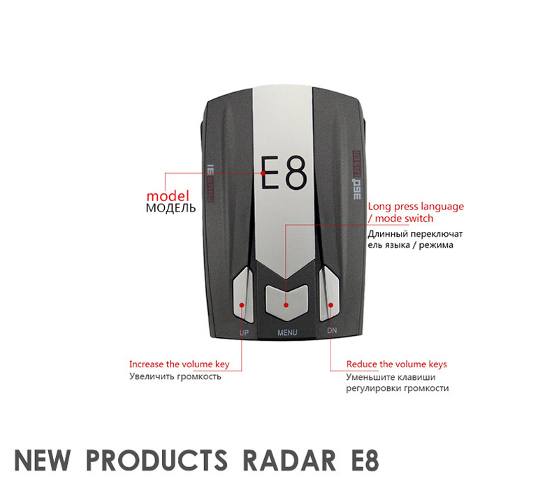 2025 new Diagnostic Tools E8 Led GPS Laser Detector CounterCar Electronics Cars Antiradars Speed Auto Voice Alert Warning Control De5081196