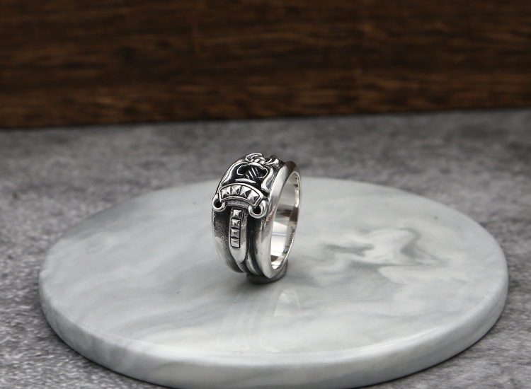 High quality 925 sterling silver band rings sword design American European antique vintage punk hip-hop luxury jewelry accessories