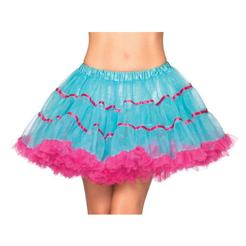 Women Contrast Ruffle Tulle Skirt Sexy Club Stage Dance Show Mini tutu Skirt Striped Mesh Plisse Pleated Petticoat School Girl Party Queen