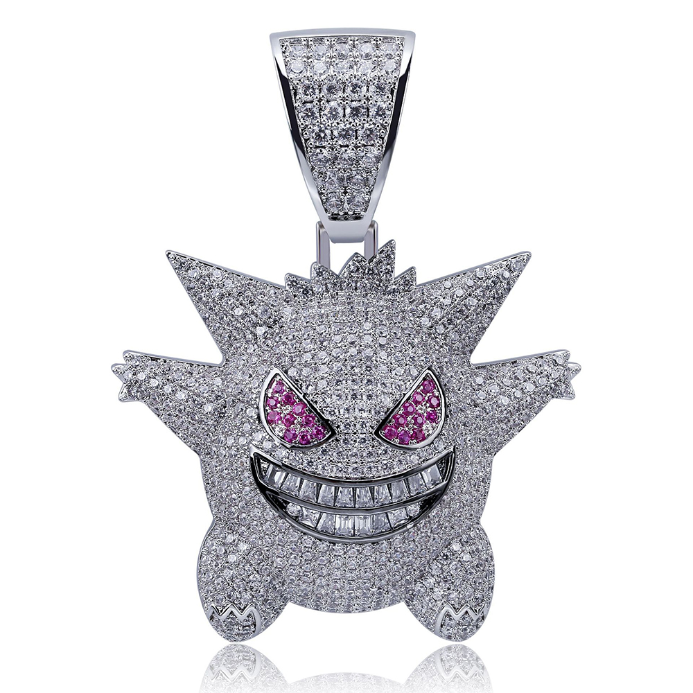 Funny Wizard Pendant Necklace Hip Hop Full Cubic Zirconia with Silver Gold Twist Chain Necklace Jewelry
