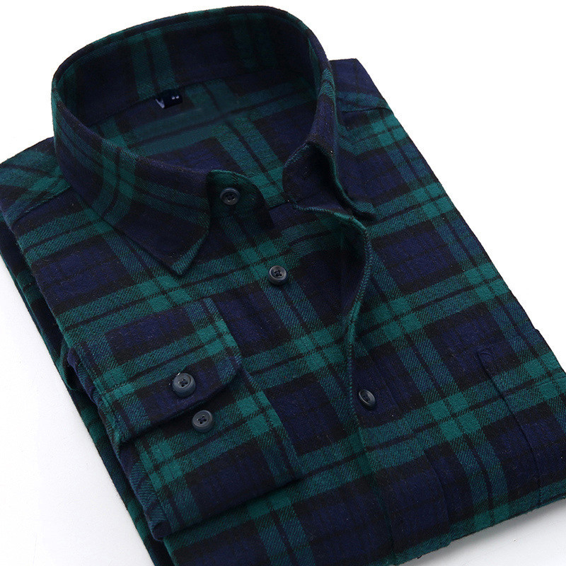 Plaid Shirt 2019 New Autumn Winter Flannel Red Checkered Shirt Men Shirts Long Sleeve Chemise Homme Cotton Male Check Shirts V191019