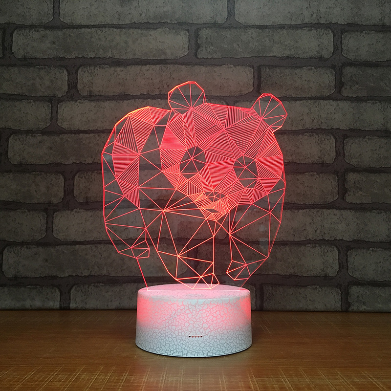 Panda Shape 3D Table Lamp LED Night Light 7 Colors Changing Bedroom Sleep Lighting Home Decor Gifts