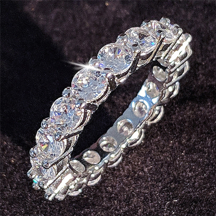 Drop Shipping Brand New Luxury Jewelry 925 Sterling Silver Emerald Cut 5A CZ Mosang Party Diamond Women Wedding Eternity Finger Ring Gift