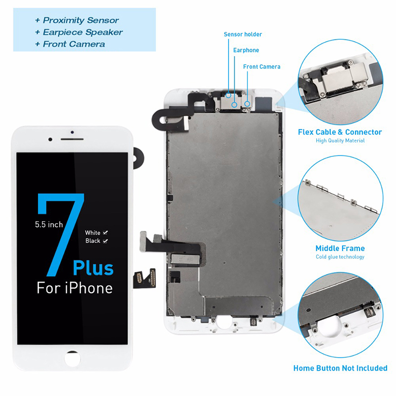 Full set high quality LCD For iPhone 7 / 7 plus Screen Digitizer Complete Assembly With Front Camera + Back Plate TEST one by one
Full set high quality LCD For iPhone 7 / 7 plus Screen Digitizer Complete Assembly With Front Camera + Back Plate TEST one by one