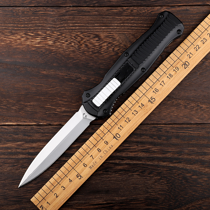 BM Knife Out the front Double Action Auto (3.95" Satin Plain) 3300 D2 steel spear point Plain Tactical knife knives 3310BK Tools
BM Knife Out the front Double Action Auto (3.95" Satin Plain) 3300 D2 steel spear point Plain Tactical knife knives 3310BK Tools