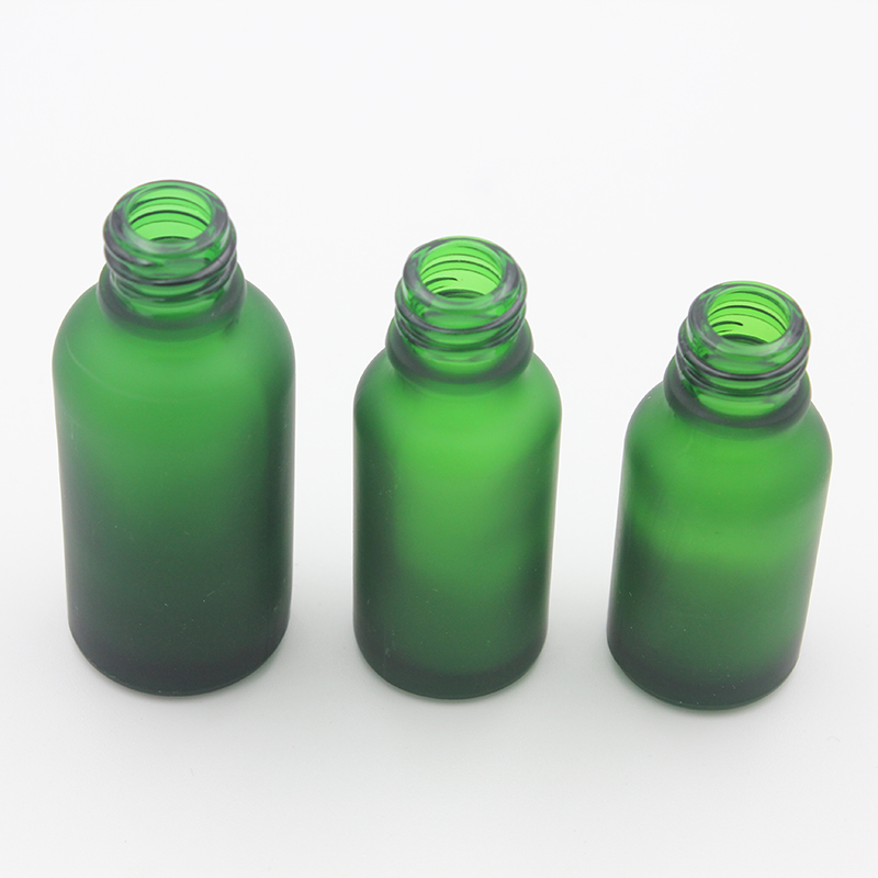 Frost Clear Glass Dropper Bottle 15ml 20 30ml with Bamboo Lid Cap Essential Oil Bottles Frosted Green