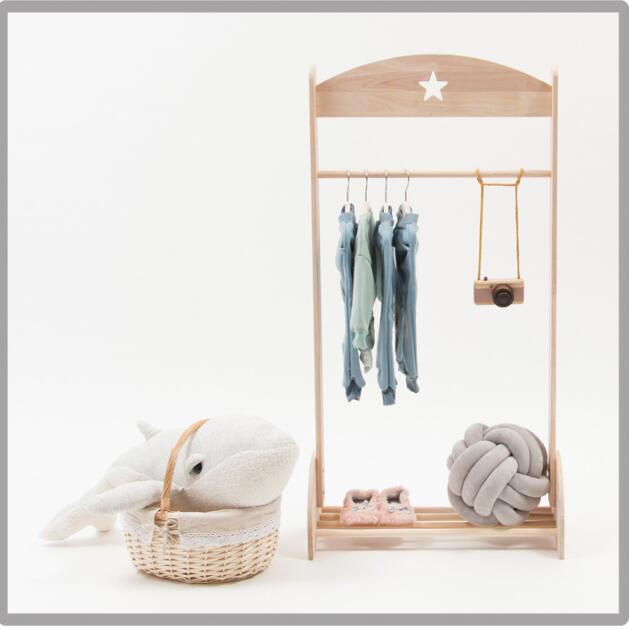 Nordic style Children Cabinets decoration solid wood landing star hanger children's clothing rack mother and baby shop shooting props