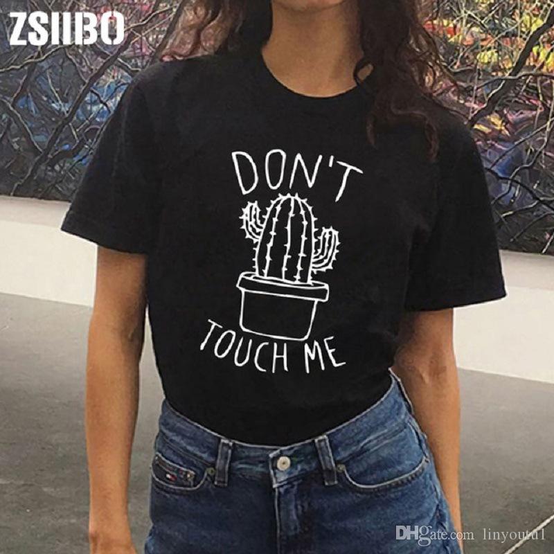 2020 DON'T TOUGH ME Cactus T shirt Women Casual Summer Tshirts Femme tops & tees Vintage Black White T-shirt Women