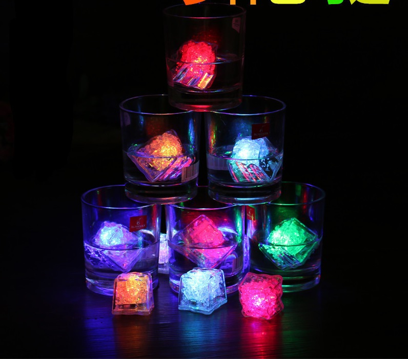 Multi Color LightUp LED Ice Cubes with Changing Lights Colorful Touch Sensing Nightlight LED Flash Ice Block