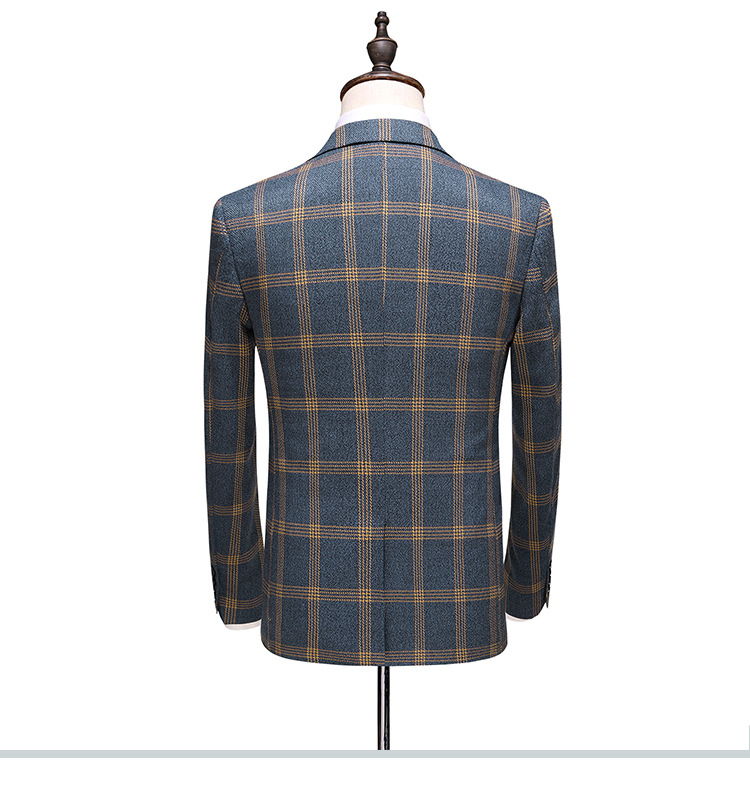 2020 Handsome Plaid Men Wedding Tuxedos Slim Fit One Button Prom Suits Man Party Blazer Suit (Jacket+Vest+Pants)