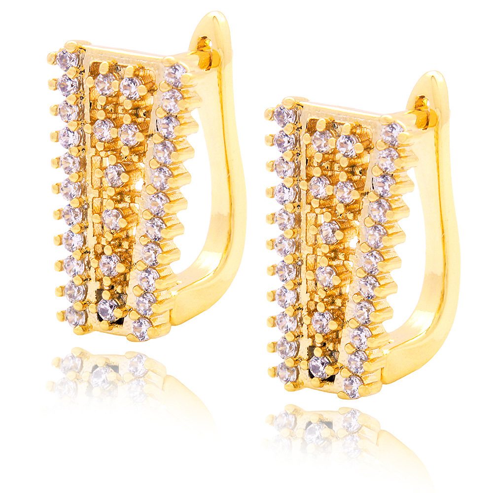 New Fashion Personalized 18K Gold Plated Iced Out CZ Cubic Zirconia Hoop Earrings Hip Hop Bling Diamond Earring Stud Jewelry for Men Women